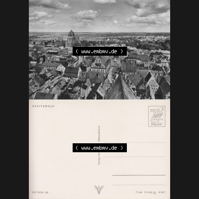 Ansichtskarte mit Ansicht der Stadt Greifswald 1966, Greifswald Postfrische Bildpostkarte vom Heldge-Verlag KG - Köthen/Anhalt. Digitales Bildmaterial von Ansichtskarten aus der DDR,... Sammlung
