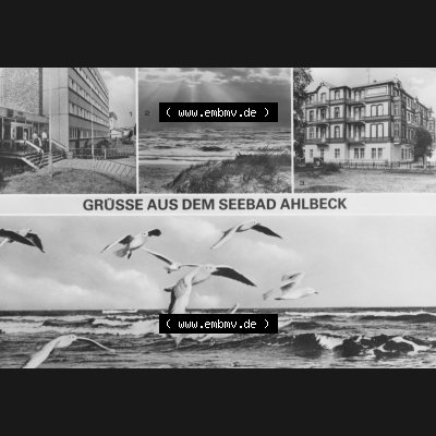 Alte Ansichtskarte der DDR Ahlbeck auf Usedom 1983, FDGB-Erholungsheim Max Kreuziger, An der Ostsee, Kurt Bürger. Digitales Bildmaterial von Ansichtskarten aus der DDR,... Sammlung