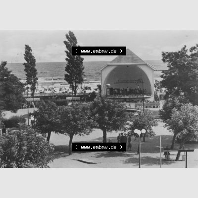 Ansichtskarte mit Ansicht Ostseebad Heringsdorf 1959, Konzert-Pavillon. Alte Ansichtskarte der DDR Bezirk Rostock, Kreis Bad Wolgast, Ostseebad Heringsdorf im online Katalog für... Sammlung