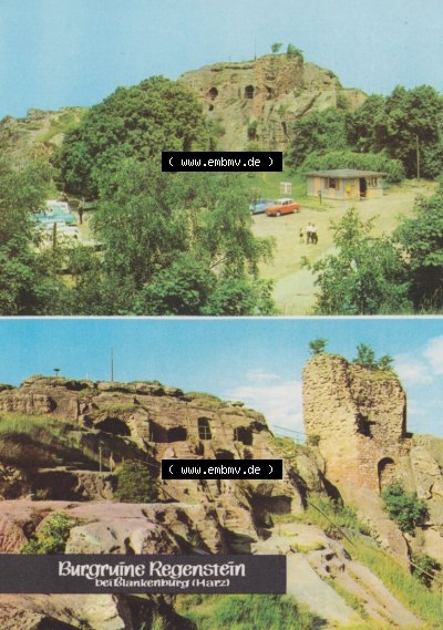 Heldge-Farbfotoverlag Köthen/Anhalt, der 1970er Jahre, 1970, Lithografie Burgruine Regenstein bei Blankenburg im Harz, zum herunterladen... Sammlung