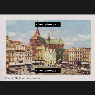 Lithographien Fotos, Heldge-Verlag Köthen/Anhalt Deutschland im farbigen Bild - 50 Heldge-farb-fotos Rostock, Markt mit Marienkirche. Sammlung von 50 Heldge-farb-fotos des Heldge-Verlages... Sammlung