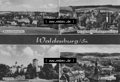 Erhard Neubert KG - Karl-Marx-Stadt, erschienen in den 1970er Jahre, 1970 Waldenburg in Sachsen mit 4 Ansichten Block vom Cerlenberger... Sammlung