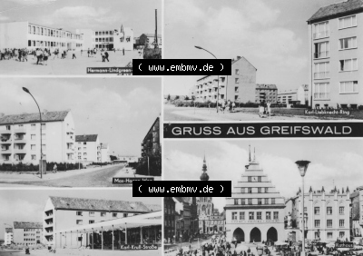 Ansicht der Stadt Greifswald 1972, Gruß aus Greifswald, Hermann-Lindgren-Oberschule, zum herunterladen freigegeben Sammlung