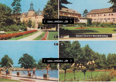Heldge-Farbfotoverlag Köthen/Anhalt, 4-Bild Mehrbildkarten der DDR Bezirke der 1960er Jahre, 1969, Anderes Design Bad Schmiedeberg... Sammlung