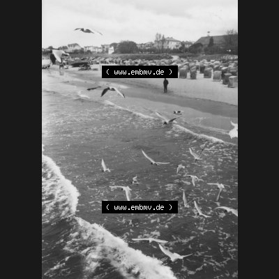 Alte Ansichtskarte der DDR Ahlbeck auf Usedom 1980, Hochformat, Blick zum Strand von der Ostsee aus. Digitales Bildmaterial von Ansichtskarten aus der DDR, der Deutschen Demokratischen... Sammlung