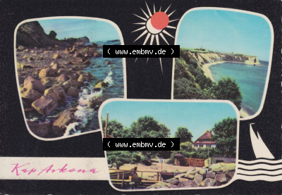Walter Werner Verlag KG Markkleeberg - Leipzig DDR Bezirk Rostock der 1960er Jahre, 1965, Lithografie, Schwarze Kap Arkona, Mehrbildkarte,... Sammlung