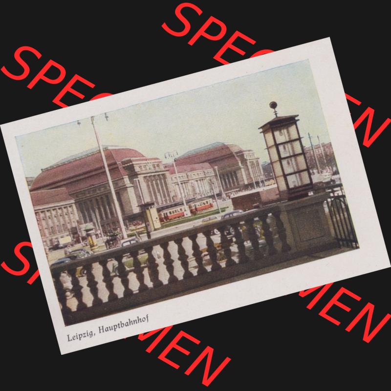 Lithographien Fotos, Heldge-Verlag Köthen/Anhalt Deutschland im farbigen Bild - 50 Heldge-farb-fotos Leipzig, Hauptbahnhof. Sammlung von 50 Heldge-farb-fotos des Heldge-Verlages... Sammlung