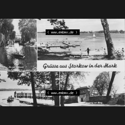 Ansichtskarte Planet-Verlag Berlin Sammlung der DDR in s/w - Schwarzweiß der 1970er Jahre, 1973, Grußkarte, Grüße aus Storkow in der Mark. Digitales... Sammlung