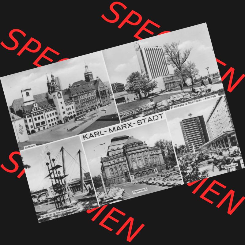 Ansichtskarte Foto-Ansicht DDR, Stadt Karl-Marx-Stadt 1979, Rathaus, Stadthalle, Opernhaus, Brunnen am Ommibus-bahnhof. Digitales Bildmaterial von Ansichtskarten aus... Sammlung