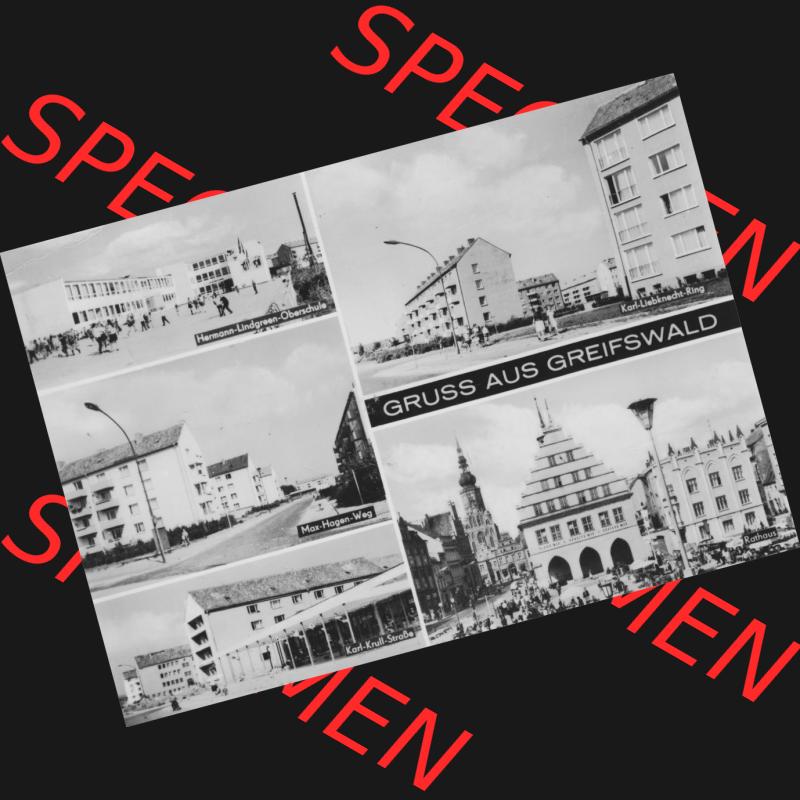 Ansichtskarte mit Ansicht der Stadt Greifswald 1972, Gruß aus Greifswald, Hermann-Lindgren-Oberschule. Digitales Bildmaterial von Ansichtskarten aus der DDR, der Deutschen... Sammlung