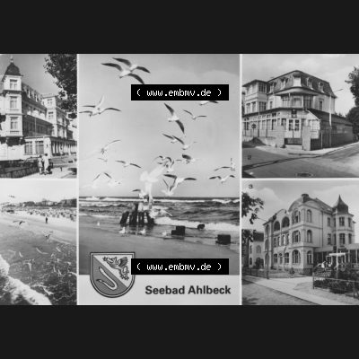 Alte Ansichtskarte der DDR Ahlbeck auf Usedom 1985, FDGB-Erholungsheime Bernhard Göting, Stammschloss, Max Kreuziger. Digitales Bildmaterial von Ansichtskarten aus der DDR,... Sammlung