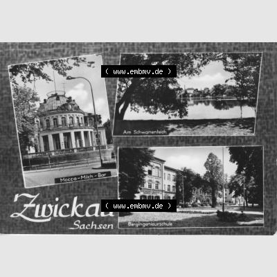 Ansichtskarte Erhard Neubert KG - Karl-Marx-Stadt DDR gemischte Ansichtskarten Sammlung mit 3-Bildkarten der DDR Bezirke 1960er Jahre, 1964, Stadt Zwickau in Sachsen mit Mocca-Milchbar,... Sammlung