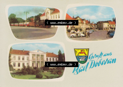 Heldge-Farbfotoverlag Köthen/Anhalt, 3-Bild Mehrbildkarten der DDR Bezirke der 1960er Jahre, 1966, Grußkarte, Gruß aus Bad... Sammlung