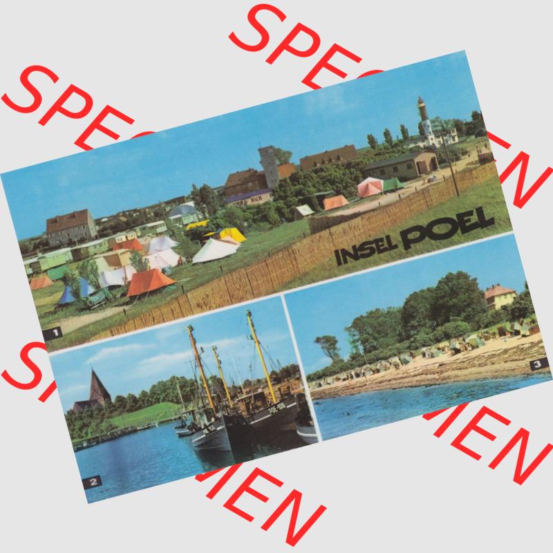 Ansichtskarte Heldge-Verlag Köthen/Anhalt DDR Bezirk Rostock 1970er Jahre, 1970, Insel Poel, Timmendorf, Kirchdorf - Hafen, Schwarzer Busch, Farbfoto.... Sammlung
