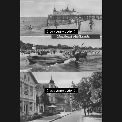 Alte Ansichtskarte der DDR Ahlbeck auf Usedom 1969, Grußkarte im Hochformat, Heldge-Verlag Köthen-Anhalt. Digitales Bildmaterial von Ansichtskarten aus der DDR, der... Sammlung