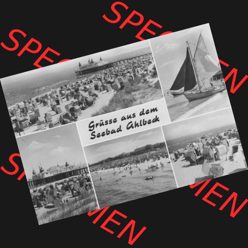 Alte Ansichtskarte der DDR Ahlbeck auf Usedom 1982, Strand von Ahlbeck auf Usedom, Grüße aus dem Seebad Ahlbeck. Digitales Bildmaterial von Ansichtskarten aus der DDR,... Sammlung