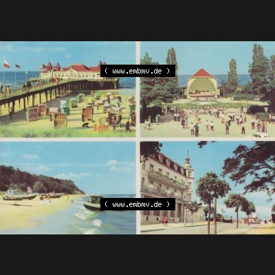 Ansichtskarte Walter Werner Verlag KG Markkleeberg - Leipzig DDR Bezirk Rostock der 1960er Jahre, 1967, Lithografie Grüße von der Insel Usedom, Grußkarte, Ahlbeck,... Sammlung