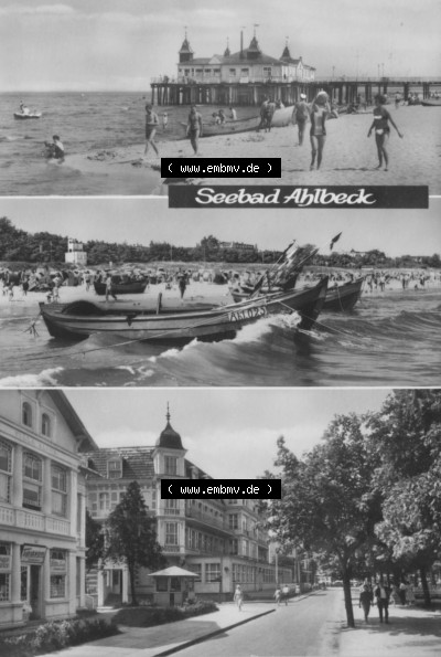 Ansichtskarte der DDR Ahlbeck auf Usedom 1969, Grußkarte im Hochformat, Heldge-Verlag Köthen-Anhalt, zum herunterladen freigegeben Sammlung