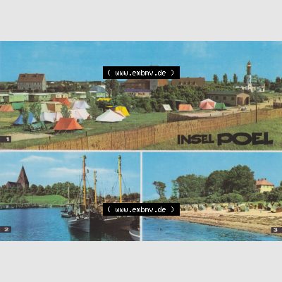 Ansichtskarte Heldge-Verlag Köthen/Anhalt DDR Bezirk Rostock 1970er Jahre, 1970, Insel Poel, Timmendorf, Kirchdorf - Hafen, Schwarzer Busch, Farbfoto.... Sammlung