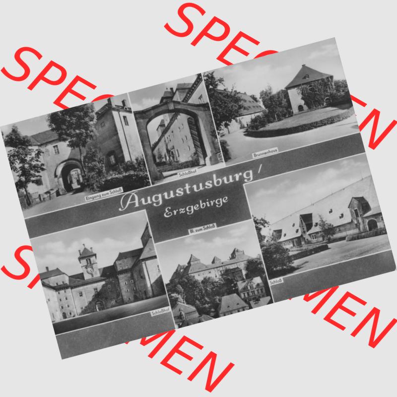 Ansichtskarte Erhard Neubert KG - Karl-Marx-Stadt DDR gemischte Ansichtskarten Sammlung mit 5-Bildkarten der DDR 1960er Jahre, 1968, Augustusburg im Erzgebirge, Eingang zum Schloß,... Sammlung