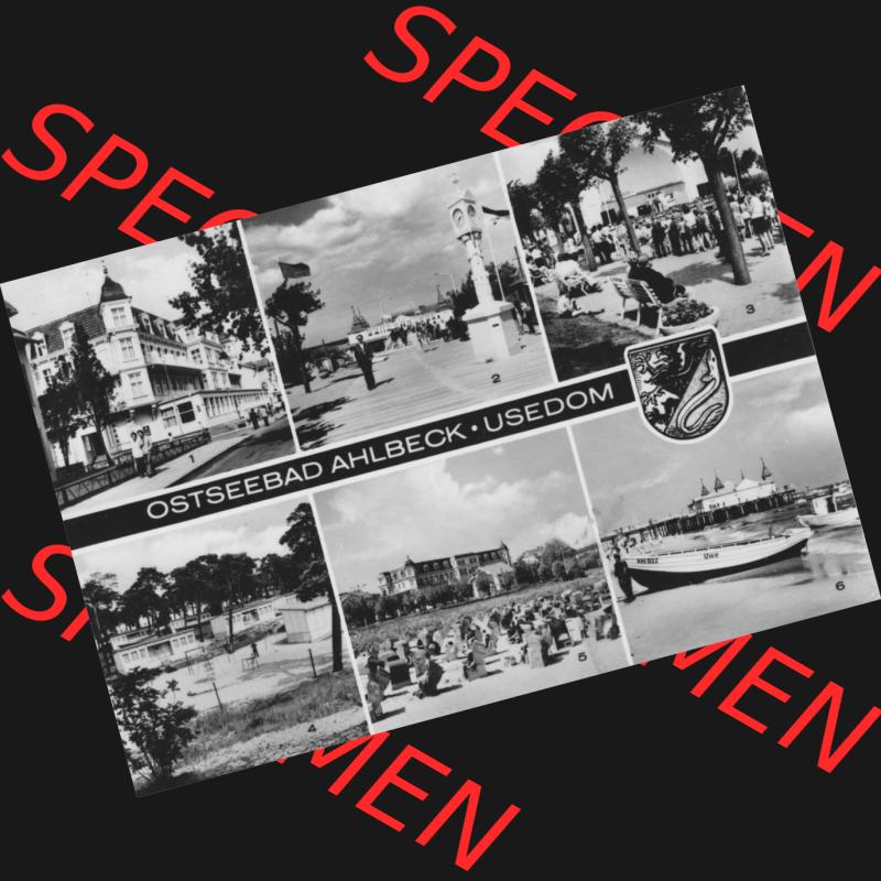 Alte Ansichtskarte der DDR Ahlbeck auf Usedom 1977, An der Seebrücke, Konzertpavillon, Urlauberdorf. Digitales Bildmaterial von Ansichtskarten aus der DDR, der Deutschen... Sammlung