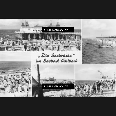 Alte Ansichtskarte der DDR Ahlbeck auf Usedom 1973, Die Seebrücke im Seebad Ahlbeck, Planet-Verlag Berlin. Digitales Bildmaterial von Ansichtskarten aus der DDR, der Deutschen... Sammlung