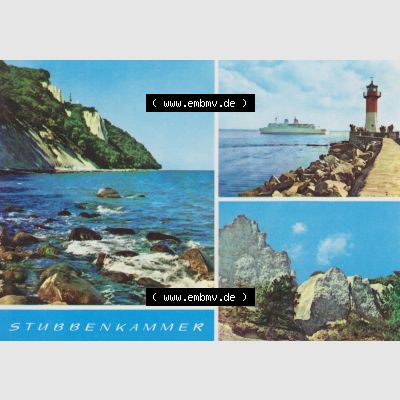 Ansichtskarte Walter Werner Verlag KG Markkleeberg - Leipzig DDR Bezirk Rostock der 1970er Jahre, 1970, Stubbenkammer bei Saßnitz, Kreidefelsen, Fährschiff MS Saßnitz.... Sammlung