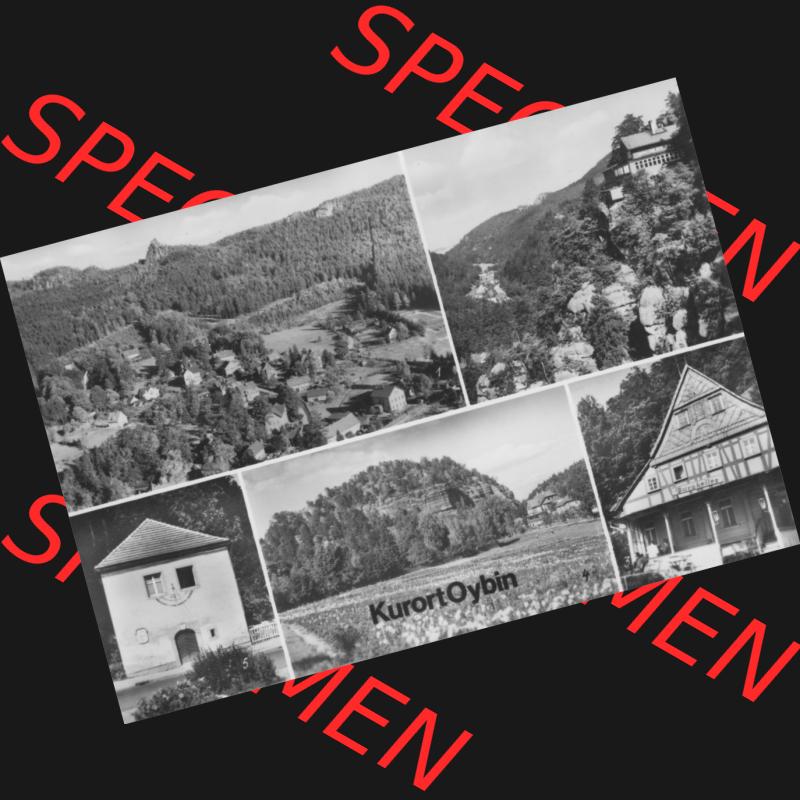 Ansichtskarte Planet-Verlag Berlin Sammlung der DDR in s/w - Schwarzweiß der 1970er Jahre, 1976, Kurort Oybin, Blick vom Oybin, Älteres Gebäude Gemeinde Oybin.... Sammlung