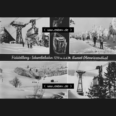Ansichtskarte Planet-Verlag Berlin Sammlung der DDR in s/w - Schwarzweiß der 1970er Jahre, 1974, Fichtelberg - Schwebebahn 1214m Kurort Oberwiesenthal. Digitales Bildmaterial... Sammlung