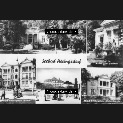 Alte Ansichtskarte DDR Bezirk Rostock, Kreis Wolgast, Seebad Heringsdorf 1973, FDGB-Erholungsheime, Planet-Verlag Berlin. Digitales Bildmaterial von Ansichtskarten aus der... Sammlung