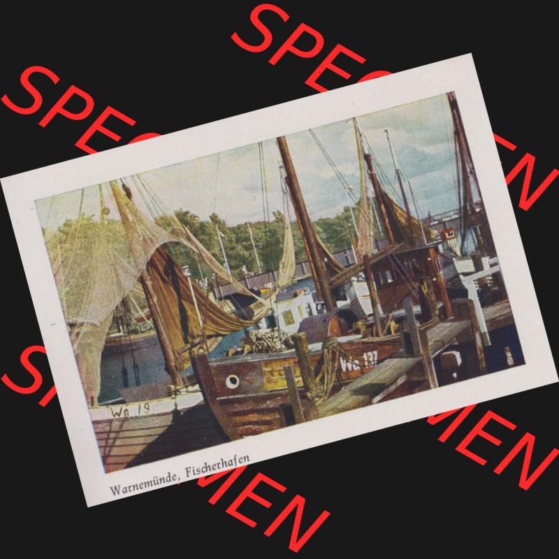 Lithographien Fotos, Heldge-Verlag Köthen/Anhalt Deutschland im farbigen Bild - 50 Heldge-farb-fotos Warnemünde, Fischerhafen. Sammlung von 50 Heldge-farb-fotos des Heldge-Verlages... Sammlung
