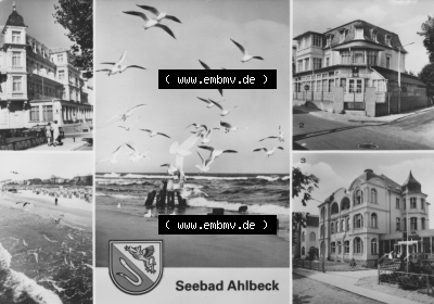 Ansichtskarte der DDR Ahlbeck auf Usedom 1985, FDGB-Erholungsheime Bernhard Göting, Stammschloss, Max Kreuziger, zum herunterladen... Sammlung