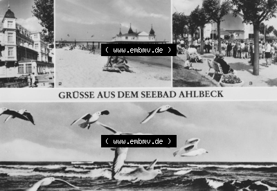 Ansichtskarte der DDR Ahlbeck auf Usedom 1981, Grußkarte, Grüße aus dem Seebad Ahlbeck, zum herunterladen freigegeben Sammlung