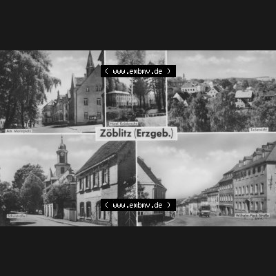 Ansichtskarte Erhard Neubert KG - Karl-Marx-Stadt DDR gemischte Ansichtskarten Sammlung mit 5-Bildkarten der DDR 1960er Jahre, 1968, Zöblitz im Erzgebirge am Marktplatz, Hotel Kniebreche,... Sammlung
