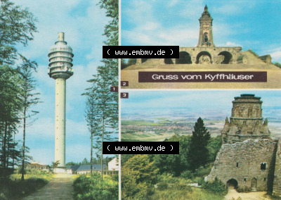 Heldge-Farbfotoverlag Köthen/Anhalt, 3-Bild Mehrbildkarten der DDR Bezirke der 1970er Jahre, 1972, Grußkarte, Gruss vom Kyffhäuser,... Sammlung