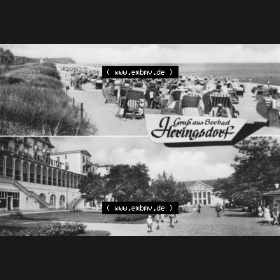 Alte Ansichtskarte DDR Bezirk Rostock, Kreis Wolgast, Seebad Heringsdorf 1968, Strand mit 2 Bildern, Heldge-Verlag KG., Köthen-Anhalt. Digitales Bildmaterial... Sammlung