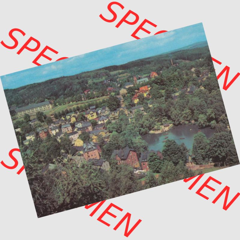Dick-Foto-Verlag Erlbach I.V. aus Sammlung Staatsbad Bad Elster, Luftaufnahme. Das Digital JPG-Bild der Ansichtskarte aus Staatsbad Bad Elster in Farbe / Color Lithografien... Sammlung