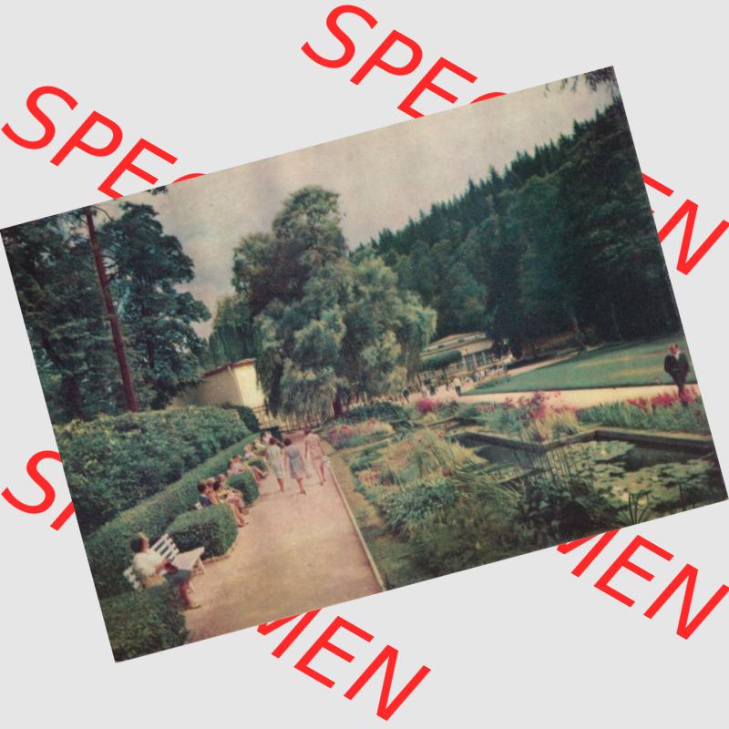 Dick-Foto-Verlag Erlbach I.V. aus Sammlung Staatsbad Bad Elster, Goldfischbassins am Badeplatz. Das Digital JPG-Bild der Ansichtskarte aus Staatsbad Bad Elster in Farbe /... Sammlung