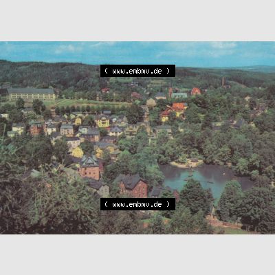 Dick-Foto-Verlag Erlbach I.V. aus Sammlung Staatsbad Bad Elster, Luftaufnahme. Das Digital JPG-Bild der Ansichtskarte aus Staatsbad Bad Elster in Farbe / Color Lithografien... Sammlung