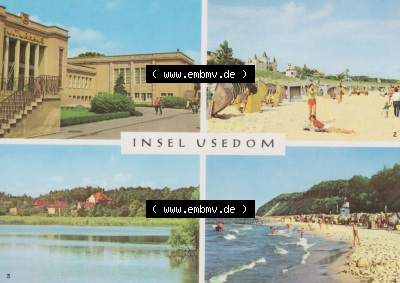Ansichtskarte Verlag Felix Setecki Berlin der DDR, Sammlung Bezirk Rostock 1970, Insel Usedom mit Zinnowitz, Kölpinsee und Koserow,... Sammlung