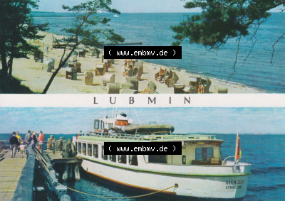Ansichtskarte Verlag Felix Setecki Berlin der DDR, Sammlung Bezirk Rostock 1970, Seebad Lubmin, mit Urlauber-Boot, Schiff, Ausflugsschiff,... Sammlung