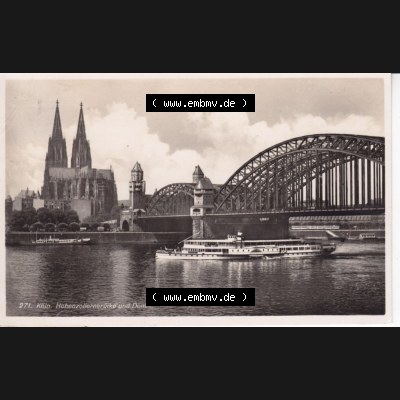 Ansichtskarten aus dem Deutschen Reich, Preußen, Provinz Rheinland, Stadt Köln, Sammlung Köln allgemein vor 1945, Köln, Hohenzollernbrücke... Sammlung