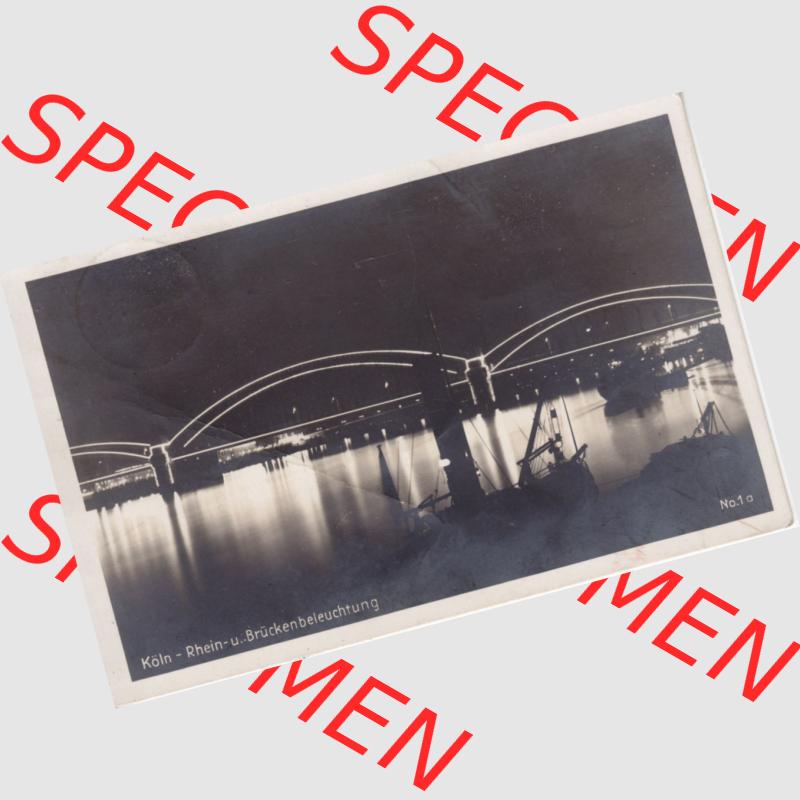 Ansichtskarten aus dem Deutschen Reich, Preußen, Provinz Rheinland, Stadt Köln, Sammlung Köln allgemein vor 1945, 1928, Köln-Thein unter Brückenbeleutung,... Sammlung