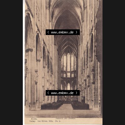 Ansichtskarten aus dem Deutschen Reich, Preußen, Provinz Rheinland, Stadt Köln, Sammlung vor 1945, Köln, Inneres des Domes, Hochformat (1) Sammlung