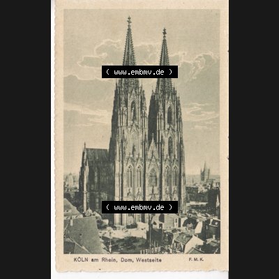 Ansichtskarten aus dem Deutschen Reich, Preußen, Provinz Rheinland, Stadt Köln, Sammlung vor 1945, Köln am Rhein, Dom Westseite, Hochformat (2) Sammlung
