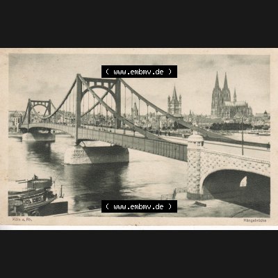 Ansichtskarten aus dem Deutschen Reich, Preußen, Provinz Rheinland, Stadt Köln, Sammlung Köln allgemein vor 1945, 1946, Köln am Rh. Hängebrücke... Sammlung