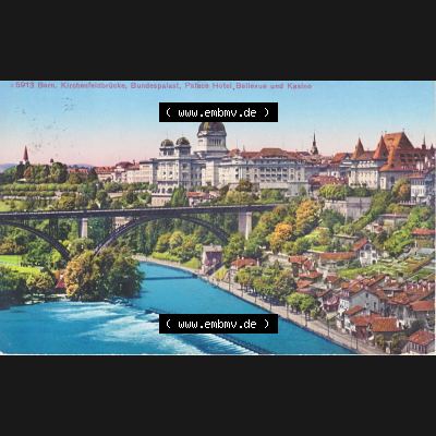 Ansichtskarte Schweiz, Karton Bern, Verwaltungskreis Bern-Mittelland, Stadt Bern, Lithografie vor 1945, 5913 Bern, Kirchenfeldbrücke, Bundespalast,... Sammlung