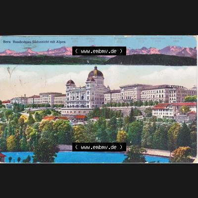 Ansichtskarte Schweiz, Karton Bern, Verwaltungskreis Bern-Mittelland, Stadt Bern, Lithografie vor 1945, 1910, Bern, Bundeshaus Südansicht mit Alpen (1) Sammlung