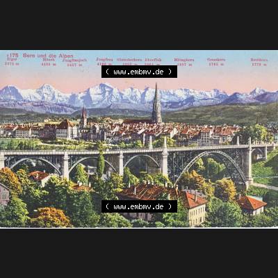 Ansichtskarte Schweiz, Karton Bern, Verwaltungskreis Bern-Mittelland, Stadt Bern, Lithografie vor 1945, 1920, s175 Bern und die Alpen, Eiger, Mönch,... Sammlung