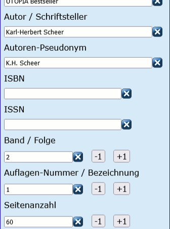 Online Eingabeformular Demo-Bild Science Fiction Bücherverwaltung und Hefte-Verwaltung Teil 2. Bücherverwaltung